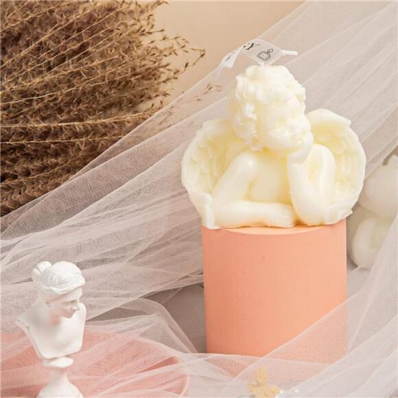 2 Piece Angel Soy Scented Candle Set Vegan Wax Home Decor - Picture 3 of 7